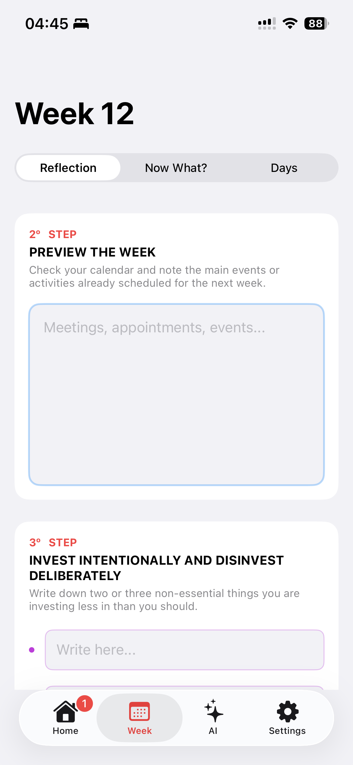 Reflexao semanal - Preview da semana