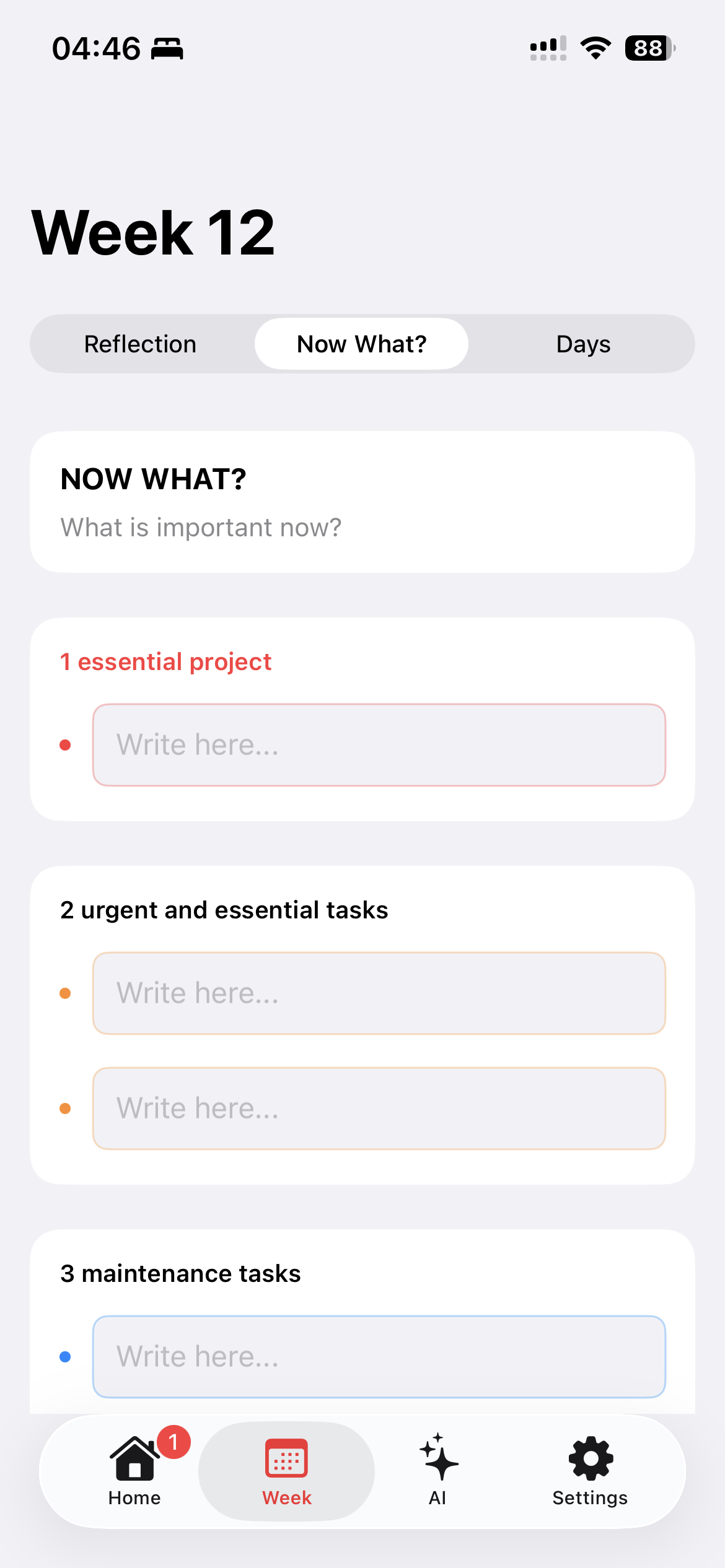 Now What - Projeto essencial e tarefas