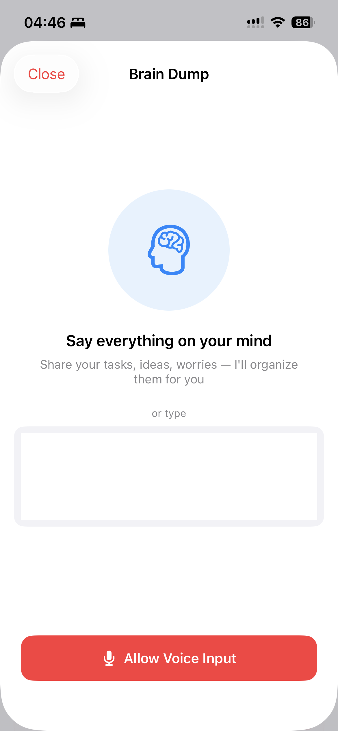 Brain Dump - Despejar pensamentos por voz ou texto