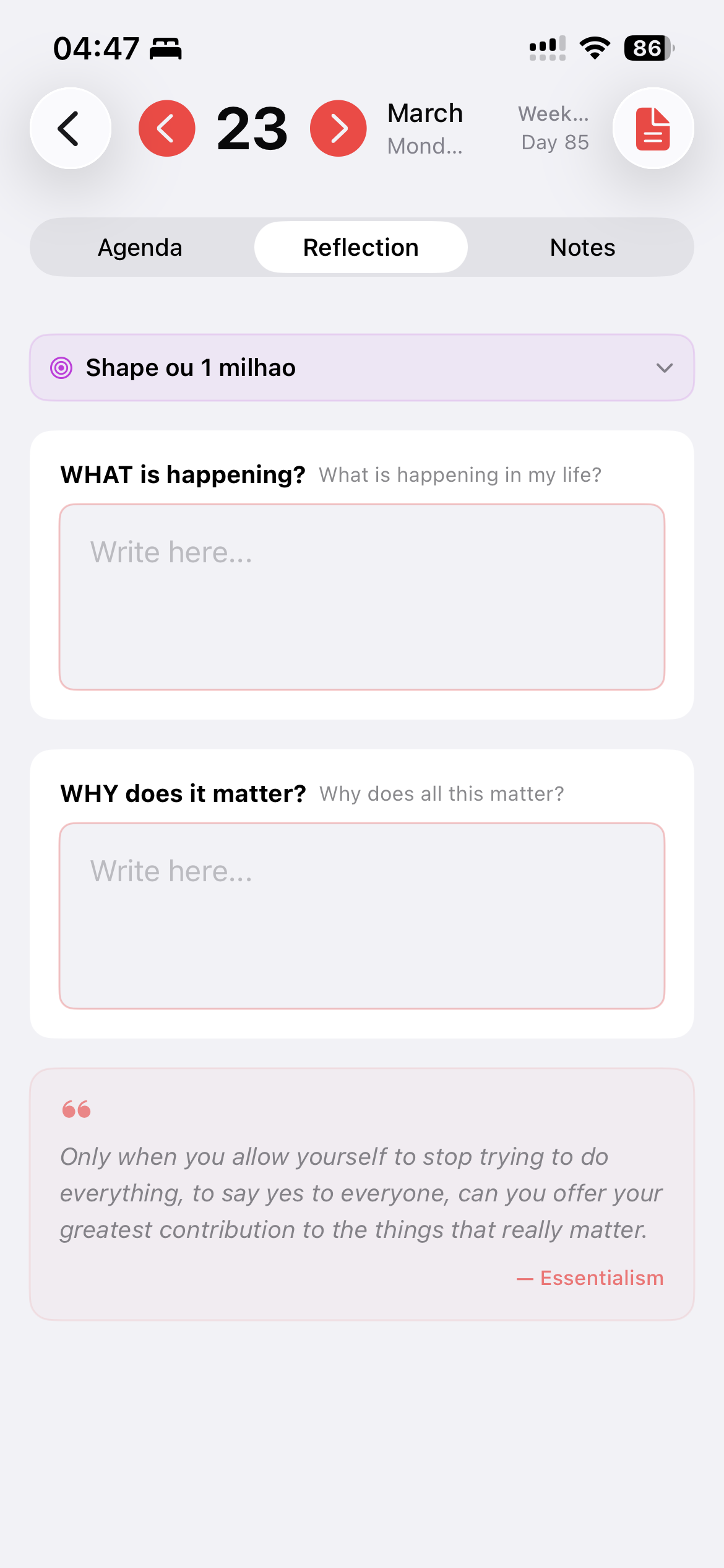 Vista diaria - Agenda 24 horas